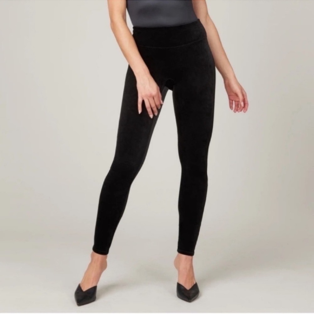 SPANX Velvet/Velour High Rise Leggings Black Size L Large EUC